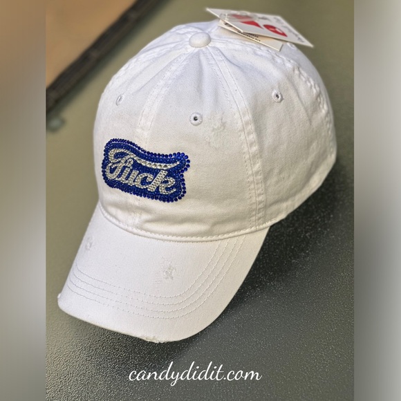 Fun! Handmade Four Letter Word Bling Ponytail Ball Cap By Candy Did It! - Picture 8 of 11